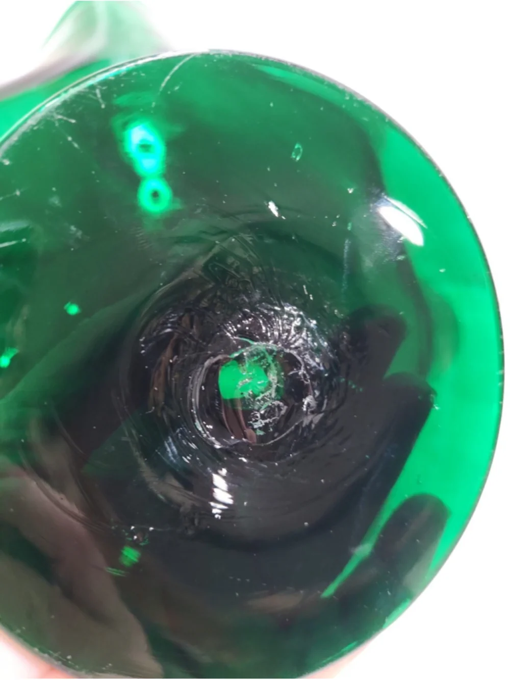 Vintage Blenko Emerald Green Hand Blown Glass Compote Bowl 11